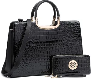 Womens Handbag Top Handle Shoulder Bag Tote Satchel Purse Work Bag with Matching Wallet