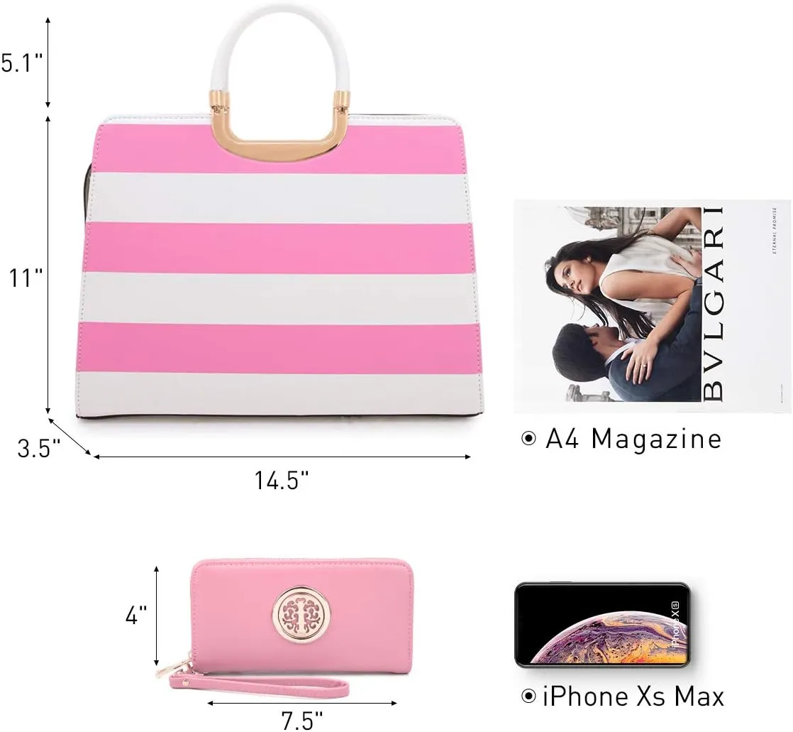 Womens Handbag Top Handle Shoulder Bag Tote Satchel Purse Work Bag with Matching Wallet