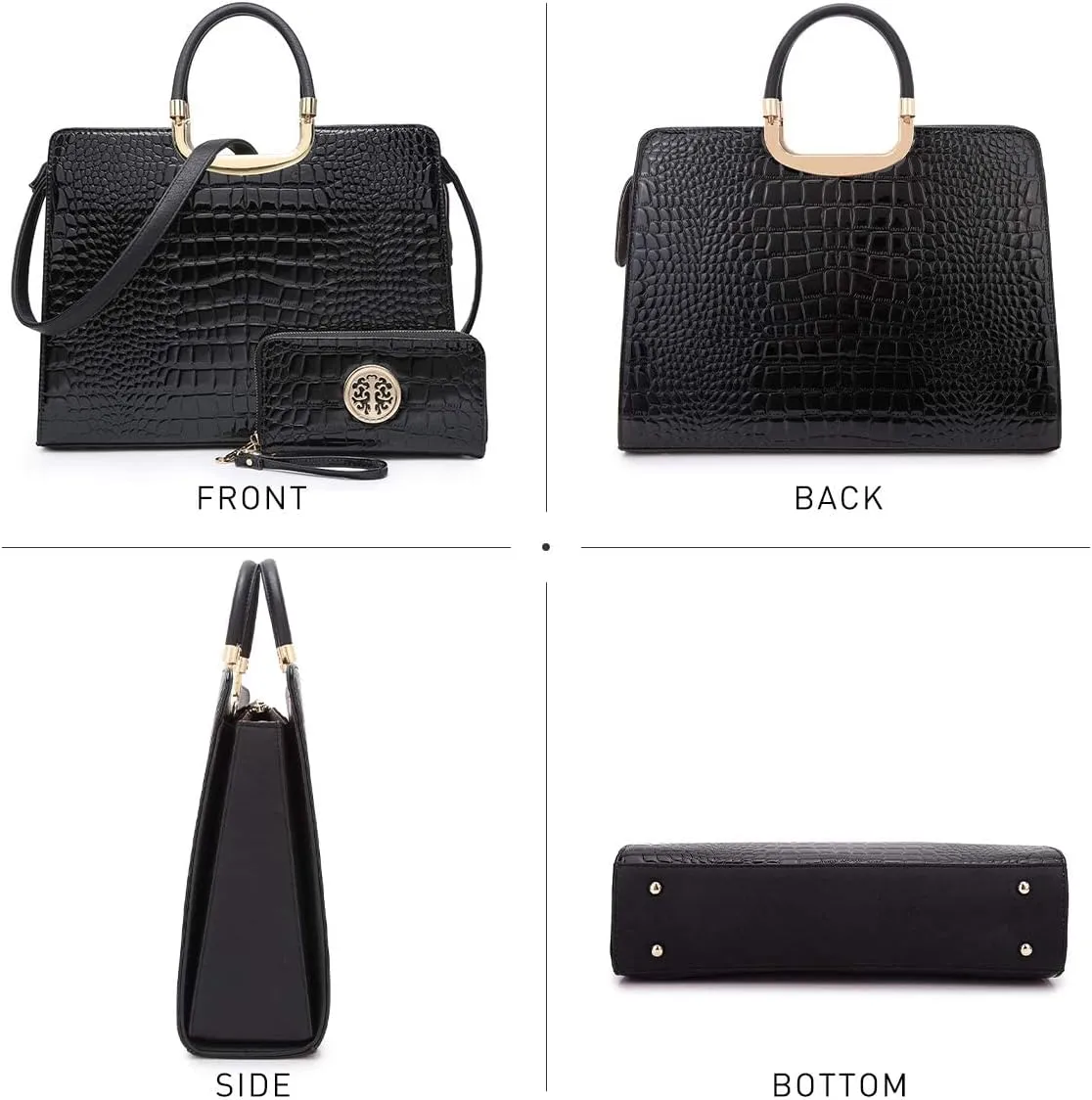Womens Handbag Top Handle Shoulder Bag Tote Satchel Purse Work Bag with Matching Wallet