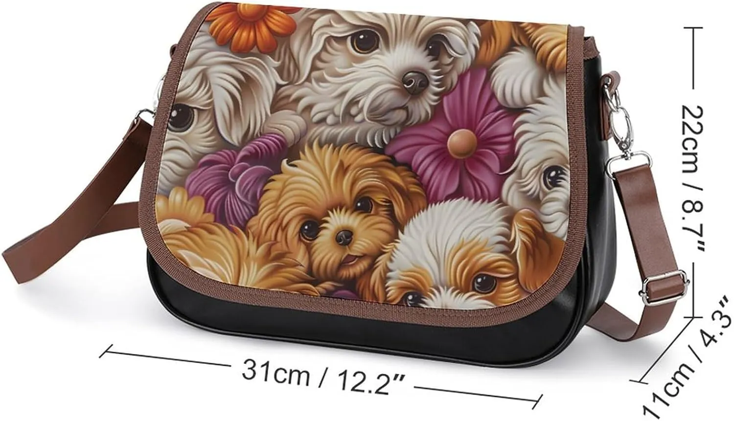 Women's Handbags Floral Print Spacious Multi-Pocket Shoulder Bags Outdoor Hook-and-Loop Crossbody Bags
