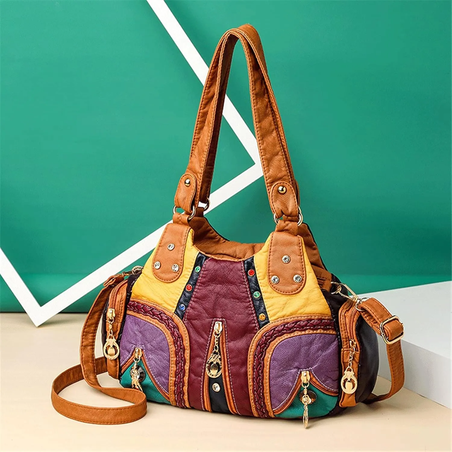 Women's Handbags Leather Casual Crossbody Bags for Women Ladies Designer Tote Handbag Top-Handle Quality Shoulder Bag(Black)