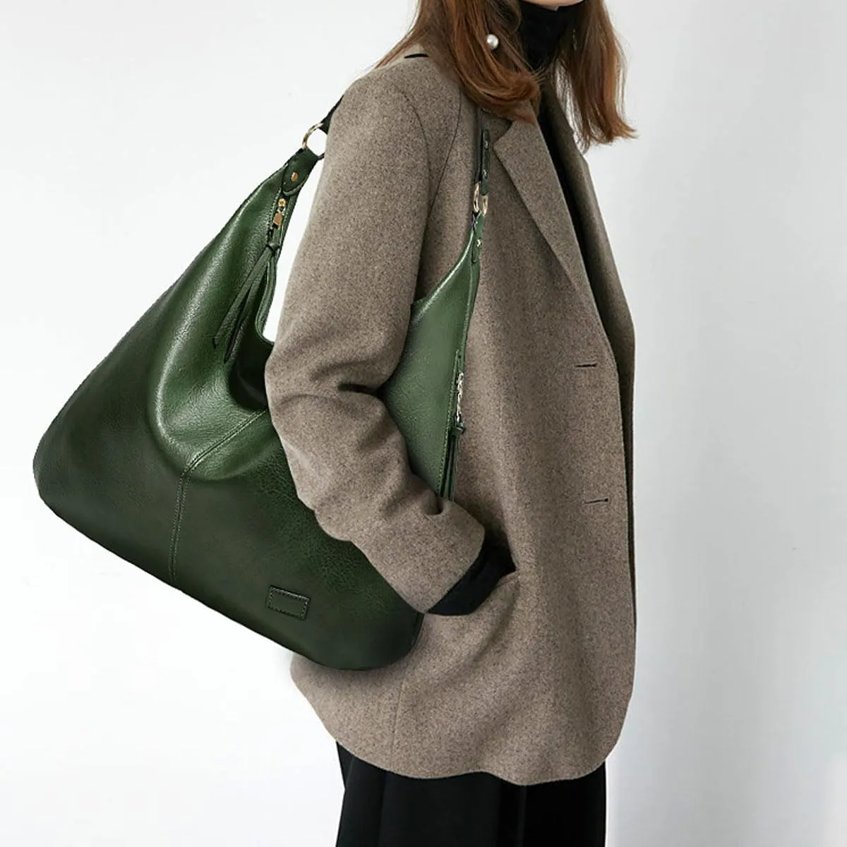 Women's Hobo Bag Soft PU Leather Tote Shoulder Bag Vintage Slouchy Handbag
