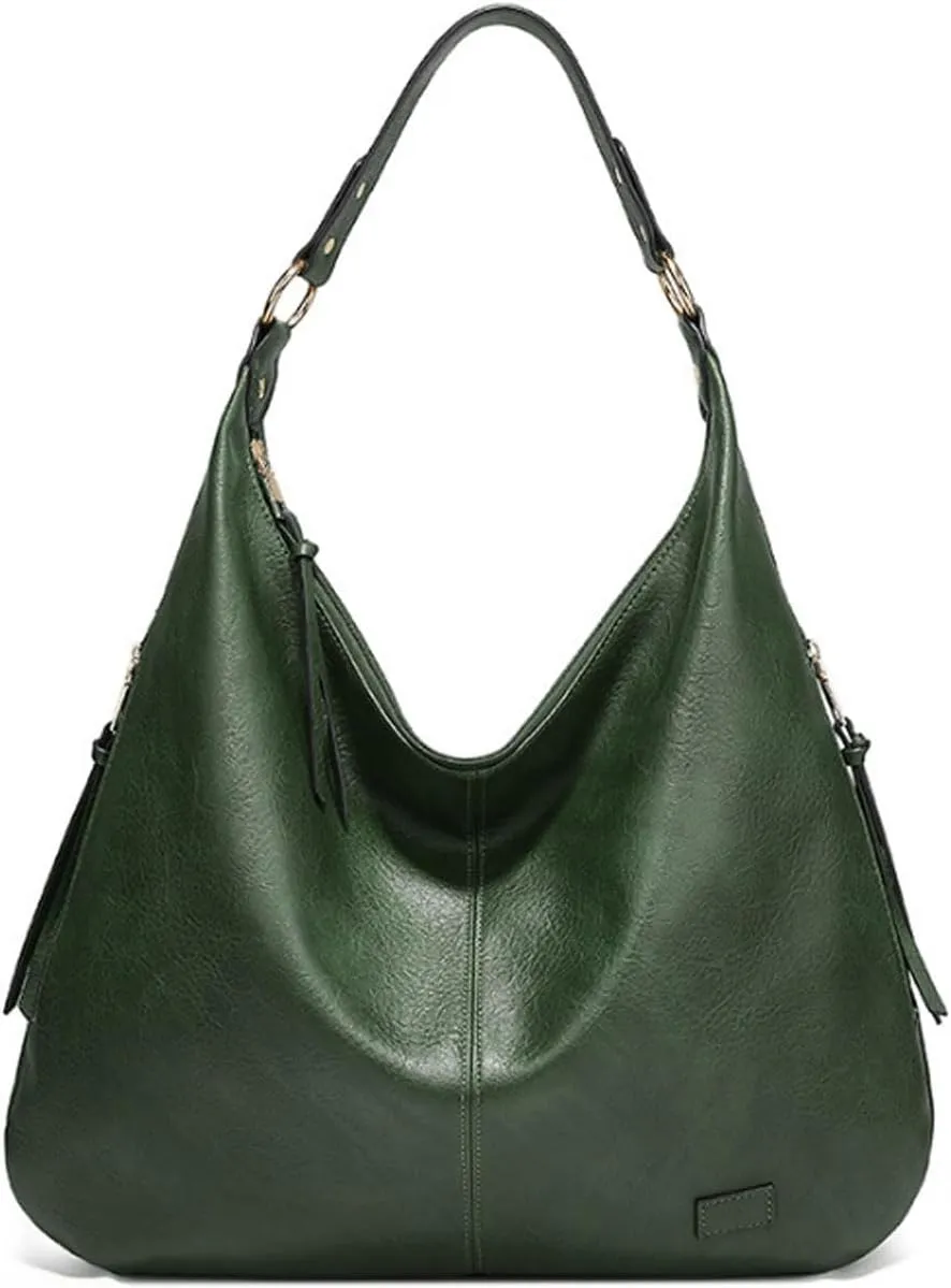 Women's Hobo Bag Soft PU Leather Tote Shoulder Bag Vintage Slouchy Handbag