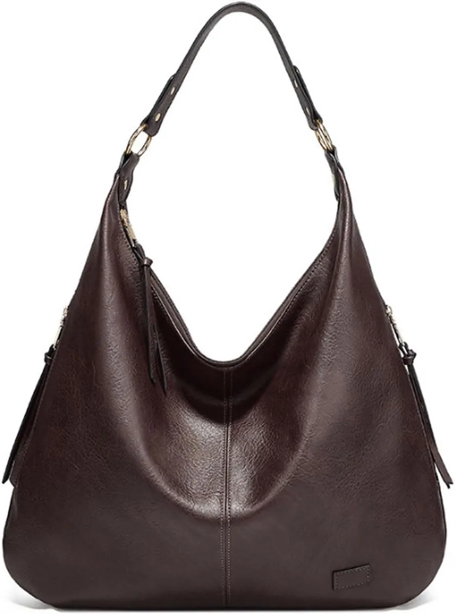Women's Hobo Bag Soft PU Leather Tote Shoulder Bag Vintage Slouchy Handbag