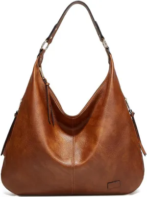 Women's Hobo Bag Soft PU Leather Tote Shoulder Bag Vintage Slouchy Handbag