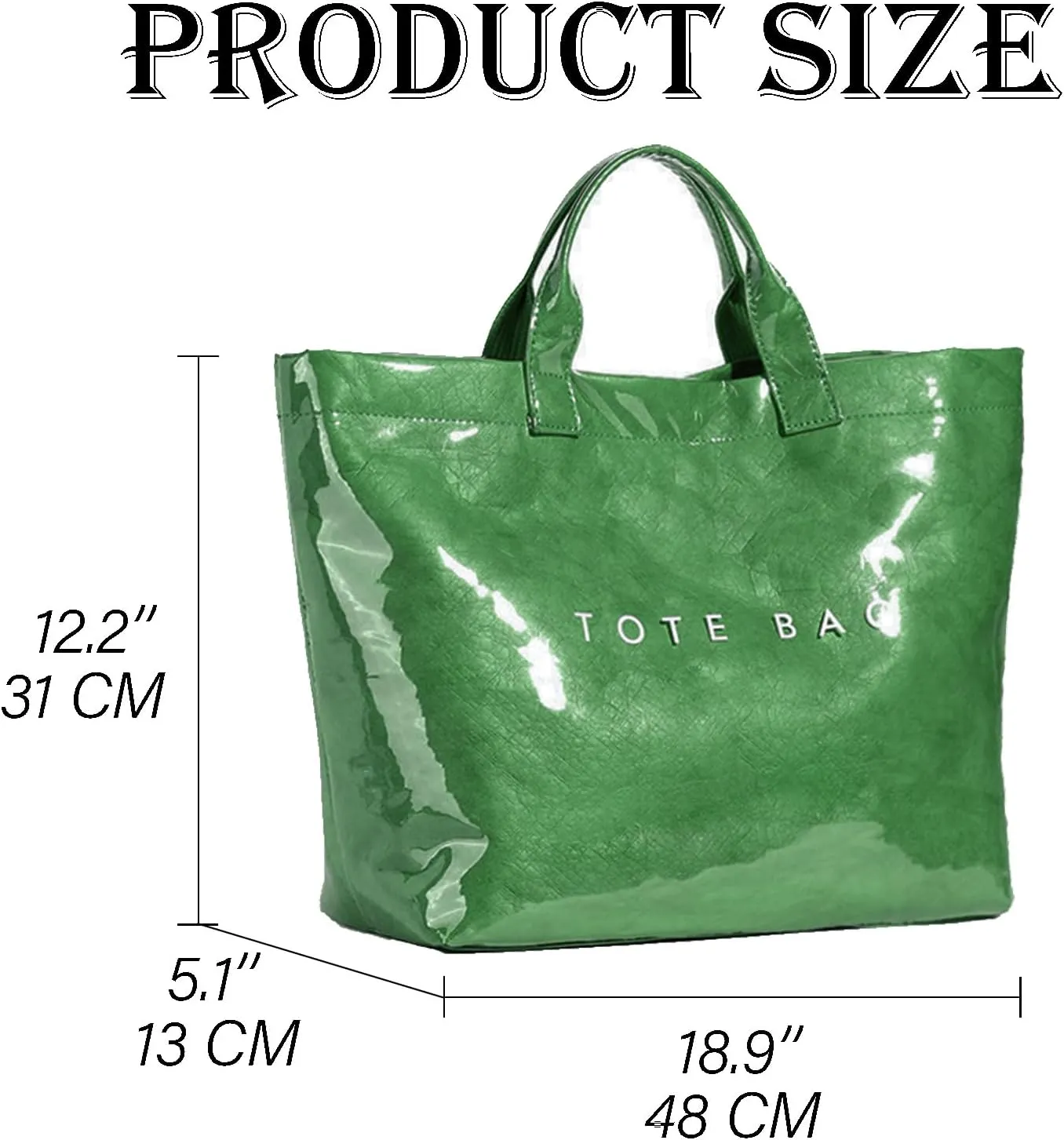 Women's Large PVC Tote Bag Letters Print Handbags Kraft Paper Shoulder Bag Clear Shopping Hobo Bag
