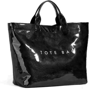 Women's Large PVC Tote Bag Letters Print Handbags Kraft Paper Shoulder Bag Clear Shopping Hobo Bag