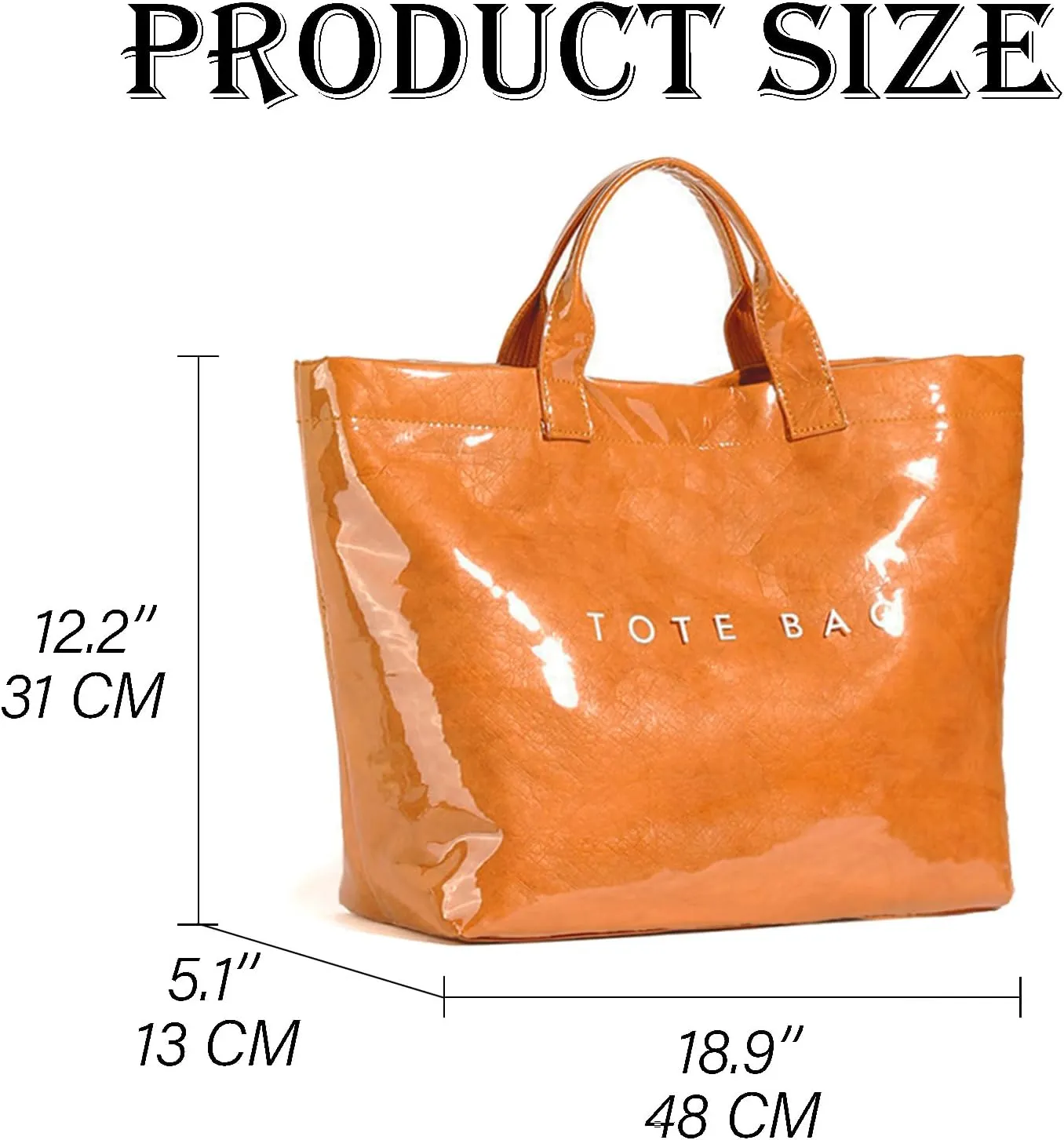 Women's Large PVC Tote Bag Letters Print Handbags Kraft Paper Shoulder Bag Clear Shopping Hobo Bag