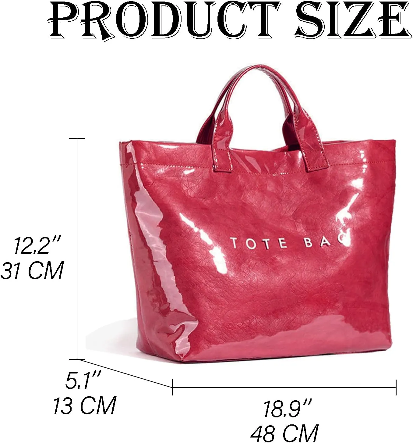 Women's Large PVC Tote Bag Letters Print Handbags Kraft Paper Shoulder Bag Clear Shopping Hobo Bag