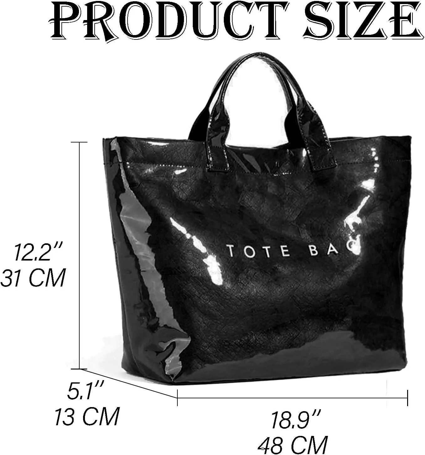 Women's Large PVC Tote Bag Letters Print Handbags Kraft Paper Shoulder Bag Clear Shopping Hobo Bag
