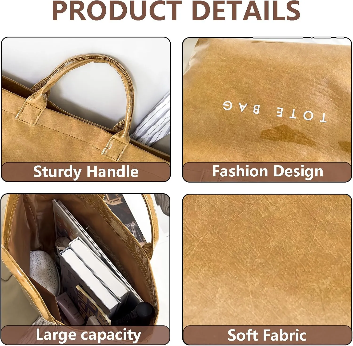 Women's Large PVC Tote Bag Letters Print Handbags Kraft Paper Shoulder Bag Clear Shopping Hobo Bag
