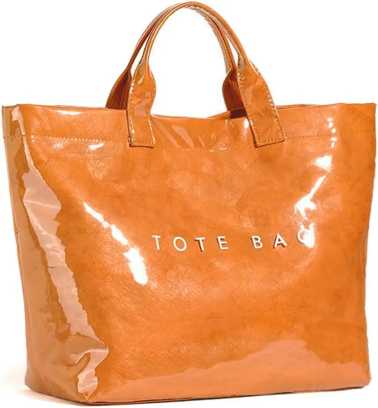 Women's Large PVC Tote Bag Letters Print Handbags Kraft Paper Shoulder Bag Clear Shopping Hobo Bag