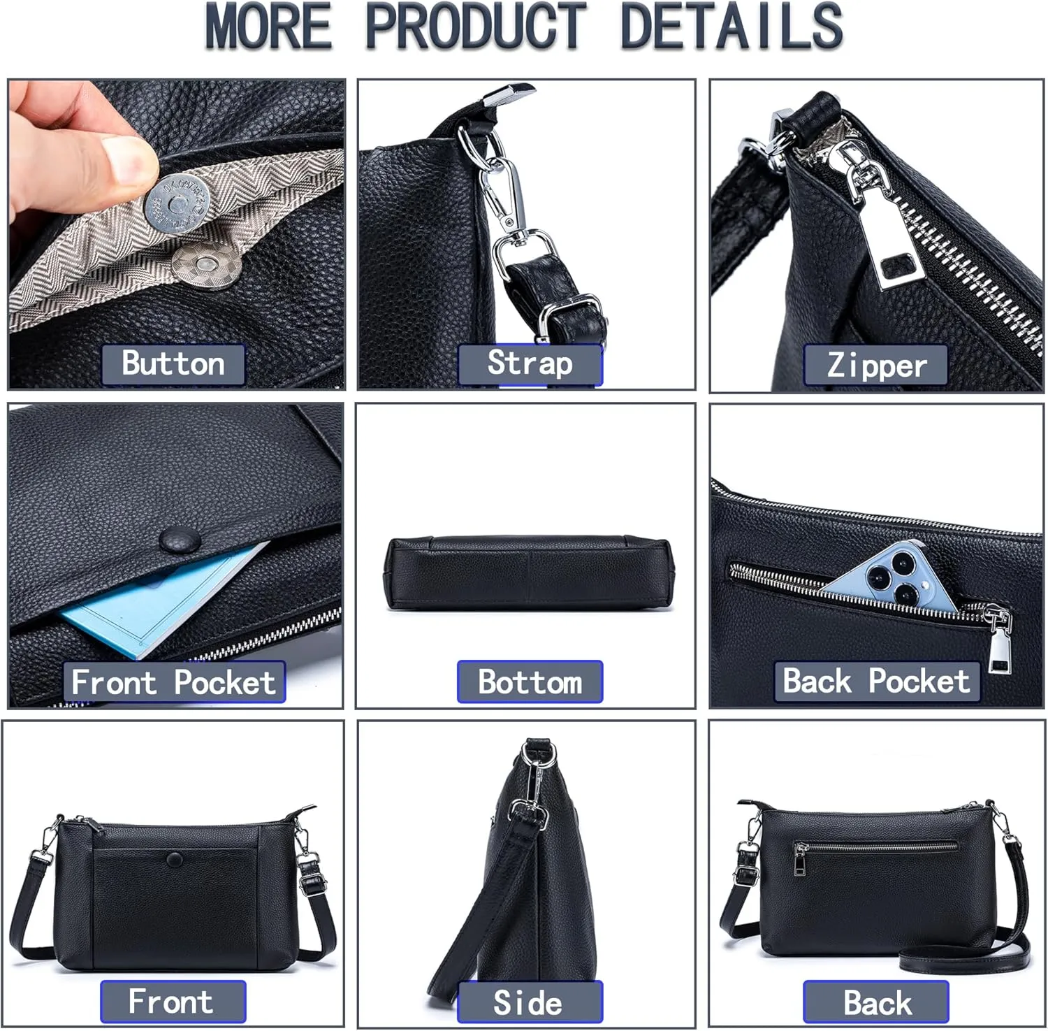 Women's Leather Satchel, Shoulder Bag for Women, Soft Genuine Leather Crossbody Purses with Zipper Closure