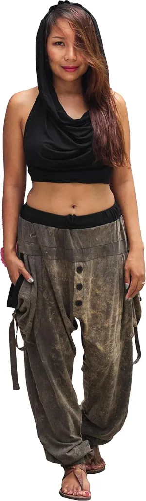 Women's Loose Harem Lounge Pants with Pockets Yoga Cotton Elastic Waist Joggers Baggy Trousers
