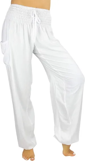 Womens Lounge Yoga Pants Harem Elastic High Waist with Pockets - Petite XS - 2XL