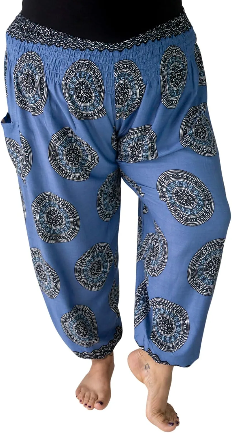 Womens Lounge Yoga Pants Harem Elastic High Waist with Pockets - Petite XS - 2XL