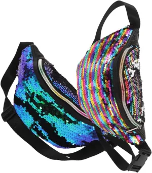 Women's Mermaid Waist Bag Crossbody Belt Bag for Girls Sequin Backpack Small Sequin Crossbag for Parties Travel