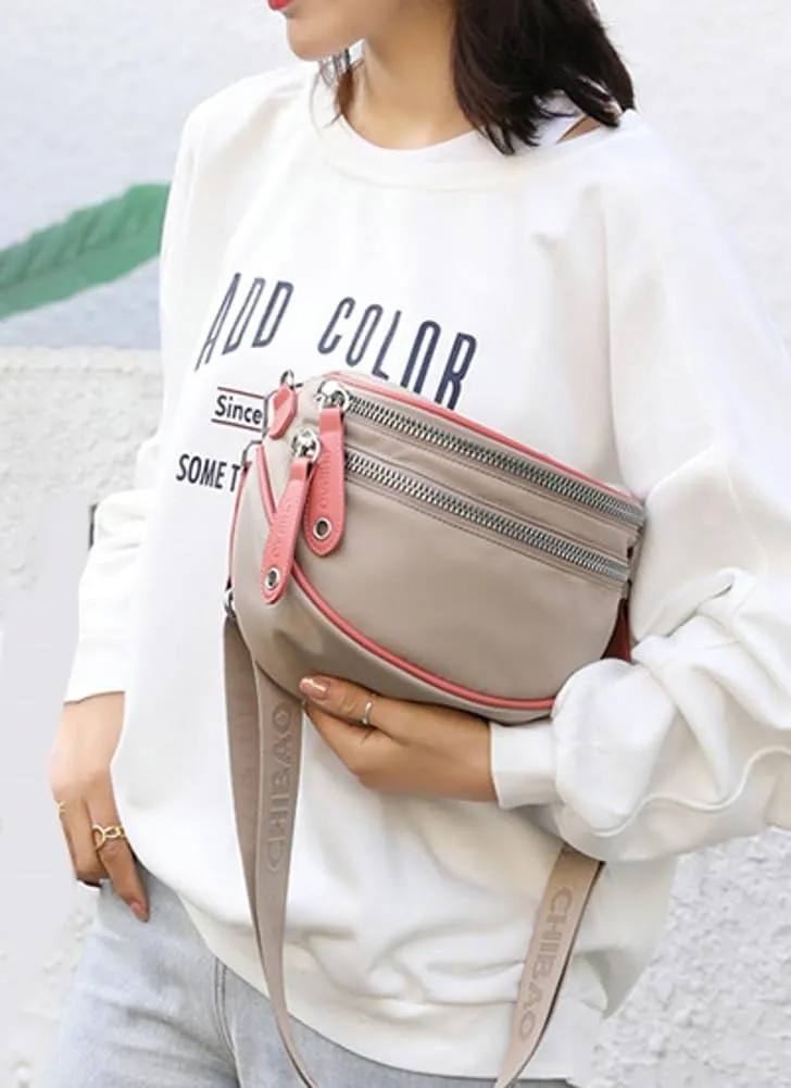 Womens Nylon Crossbody Shoulder Bags Small Shell Purse Totes Handbag Lightweight Double Zippr Phone Pouch Satchel