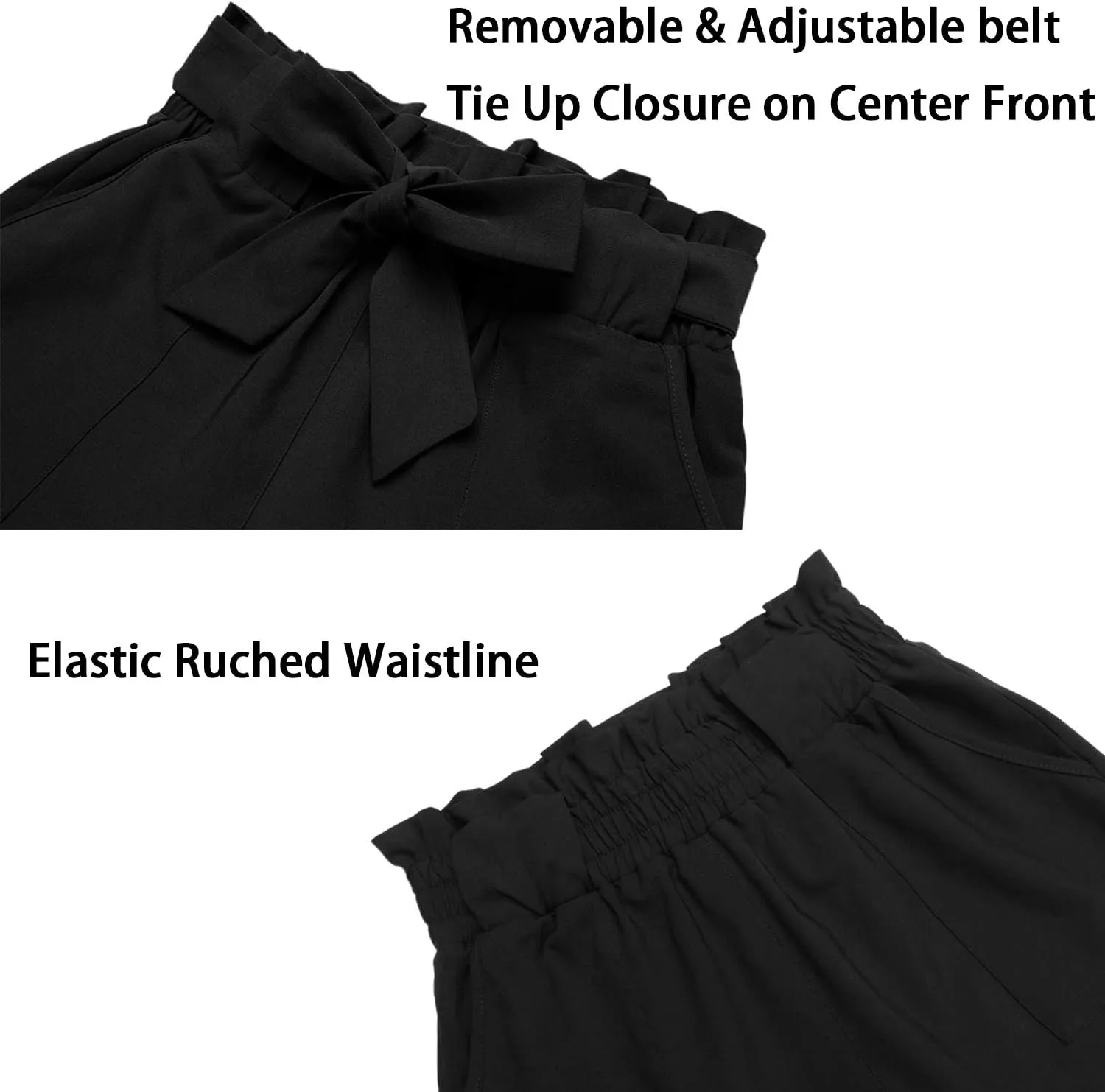 Women's Pants Casual Trouser Paper Bag Pants Elastic Waist Slim Pockets