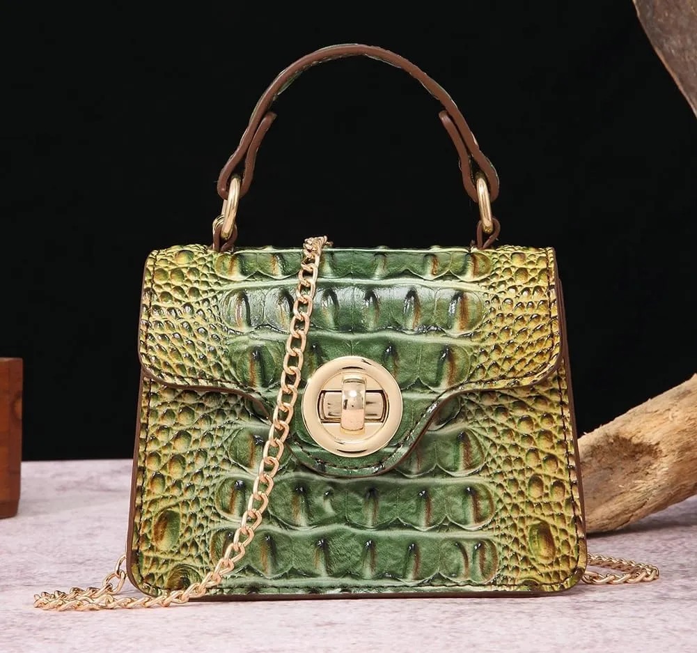 Womens PU Leather Crossbody Shoulder Bags Designer Crocodile Purse Small Totes Satchel Vintage Handbag Evening Clutch