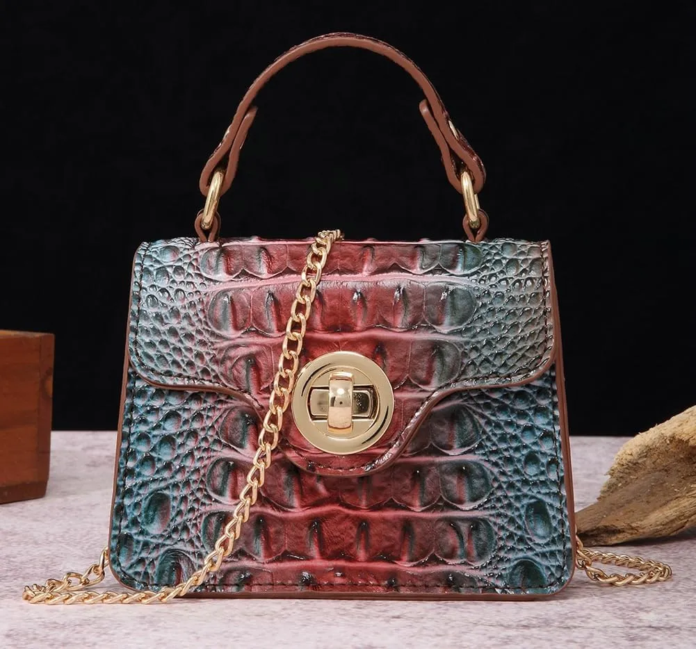 Womens PU Leather Crossbody Shoulder Bags Designer Crocodile Purse Small Totes Satchel Vintage Handbag Evening Clutch