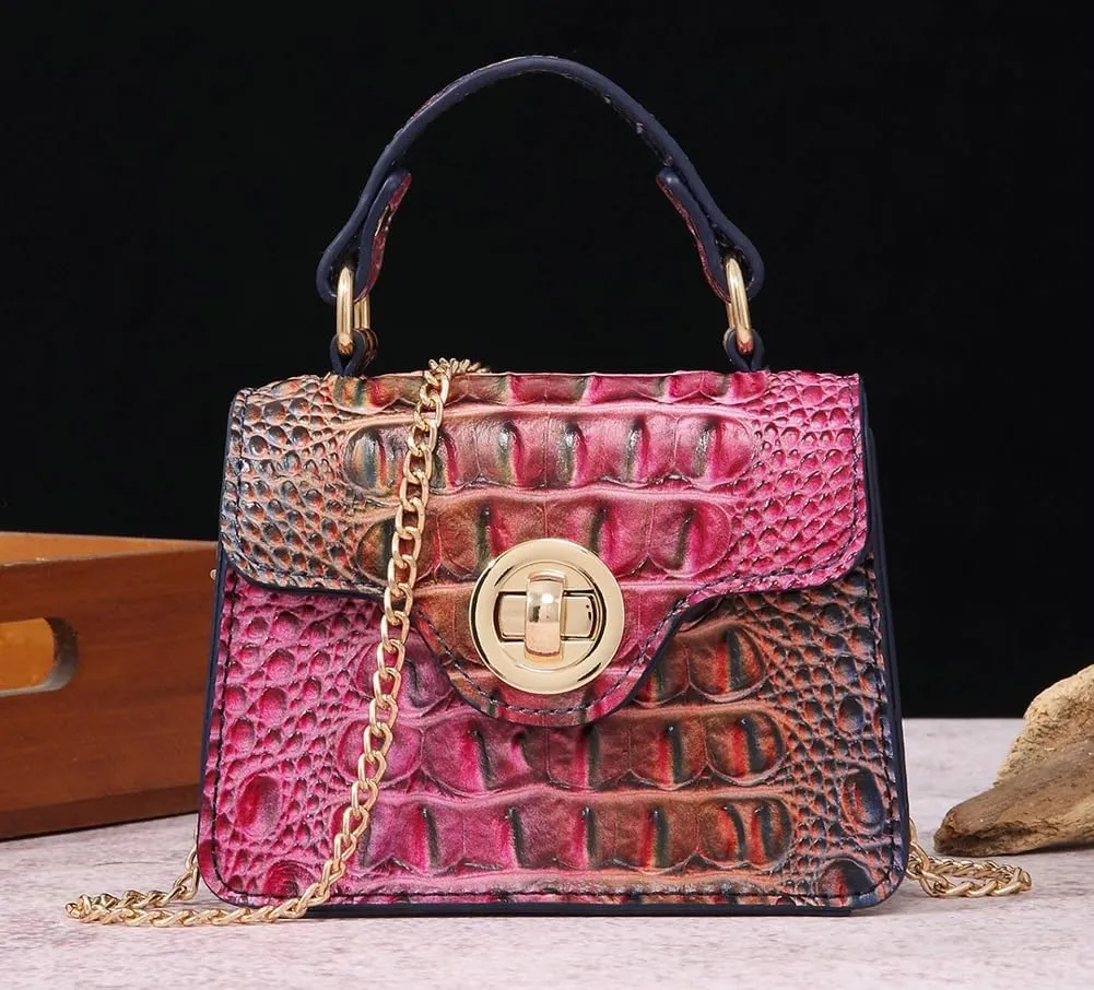 Womens PU Leather Crossbody Shoulder Bags Designer Crocodile Purse Small Totes Satchel Vintage Handbag Evening Clutch