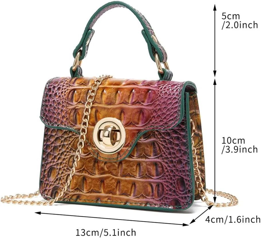 Womens PU Leather Crossbody Shoulder Bags Designer Crocodile Purse Small Totes Satchel Vintage Handbag Evening Clutch