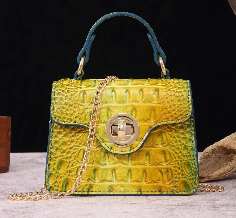 Womens PU Leather Crossbody Shoulder Bags Designer Crocodile Purse Small Totes Satchel Vintage Handbag Evening Clutch