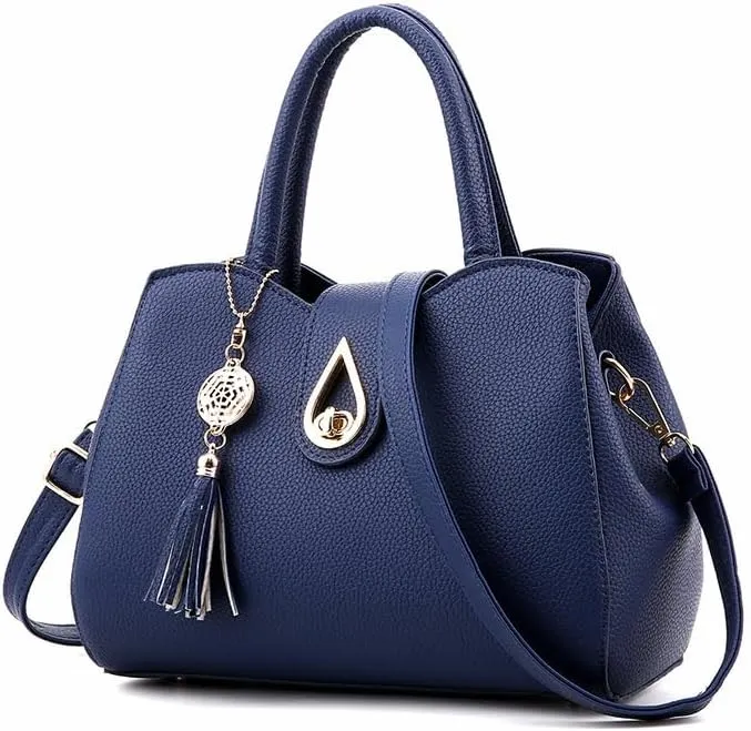 Womens Purses and Handbags Shoulder Bag Tote Tassel Crossbody Top Handle Satchel Bags with Lock Fringe Pendant
