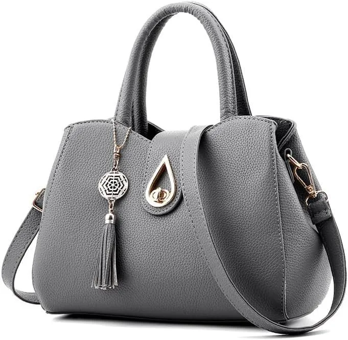 Womens Purses and Handbags Shoulder Bag Tote Tassel Crossbody Top Handle Satchel Bags with Lock Fringe Pendant