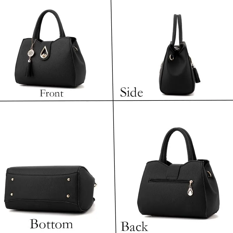 Womens Purses and Handbags Shoulder Bag Tote Tassel Crossbody Top Handle Satchel Bags with Lock Fringe Pendant