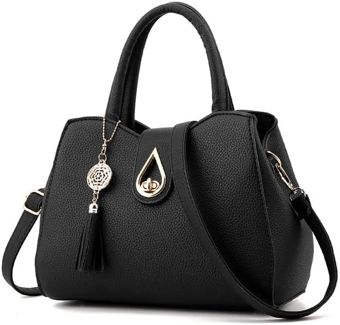 Womens Purses and Handbags Shoulder Bag Tote Tassel Crossbody Top Handle Satchel Bags with Lock Fringe Pendant