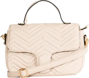 Women’s Quilted Faux Leather Satchel Bag – Top Handle & Crossbody Strap – Heart Detail Purse – Kiki