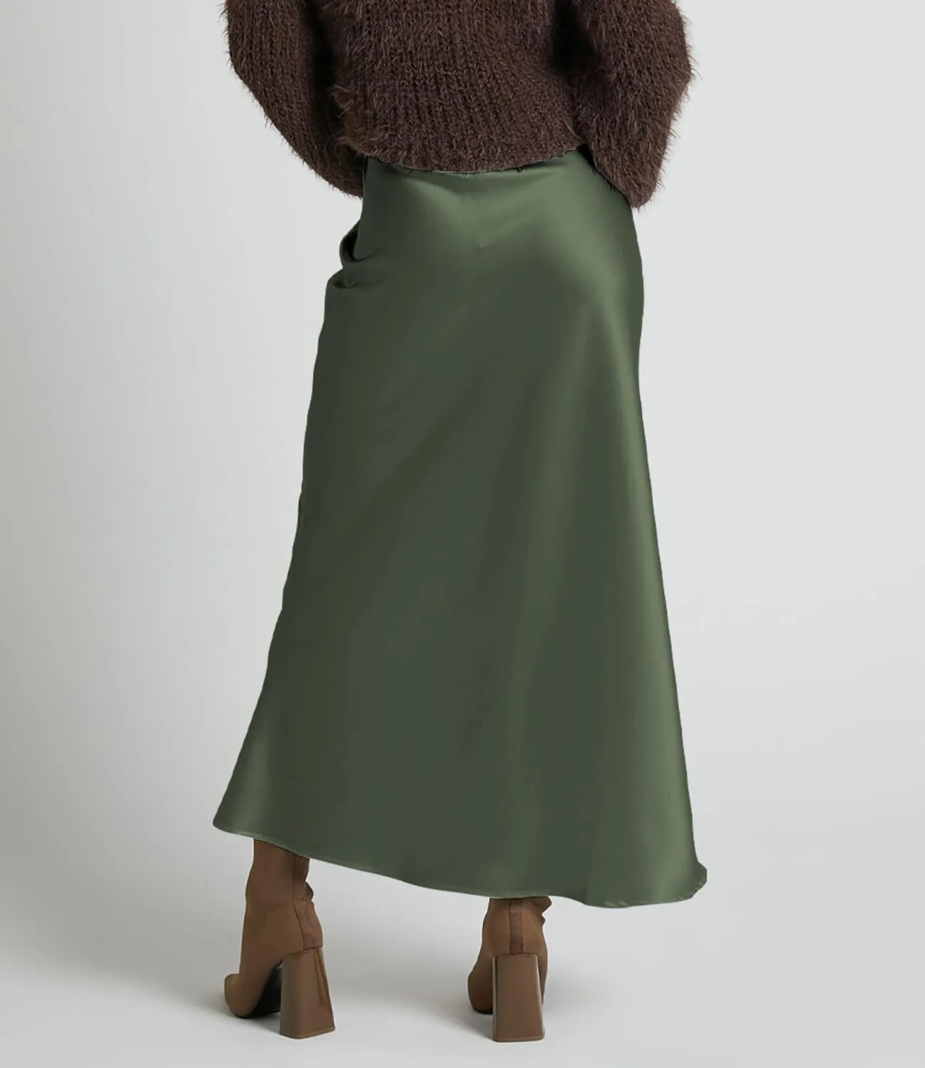 Women's Satin Silky High Waist Maxi Skirt Elegant Elastic Waistband A Line Long Skirts