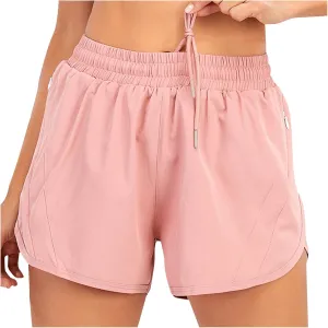 Womens Shorts Casual Drawstring Elastic Waist Running Pants Loose Drawstring Solid Color Athletic Beach Shorts