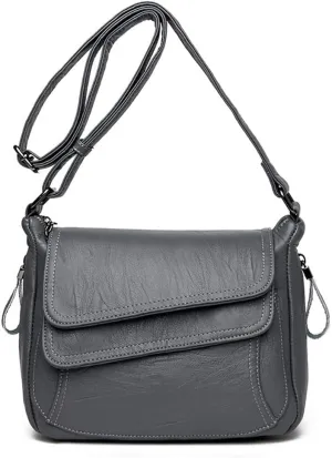 Women's Shoulder Bag Multi Pockets Crossbody Purse Leather Flapover Messenger Satchel Designer Travel Work Handbag