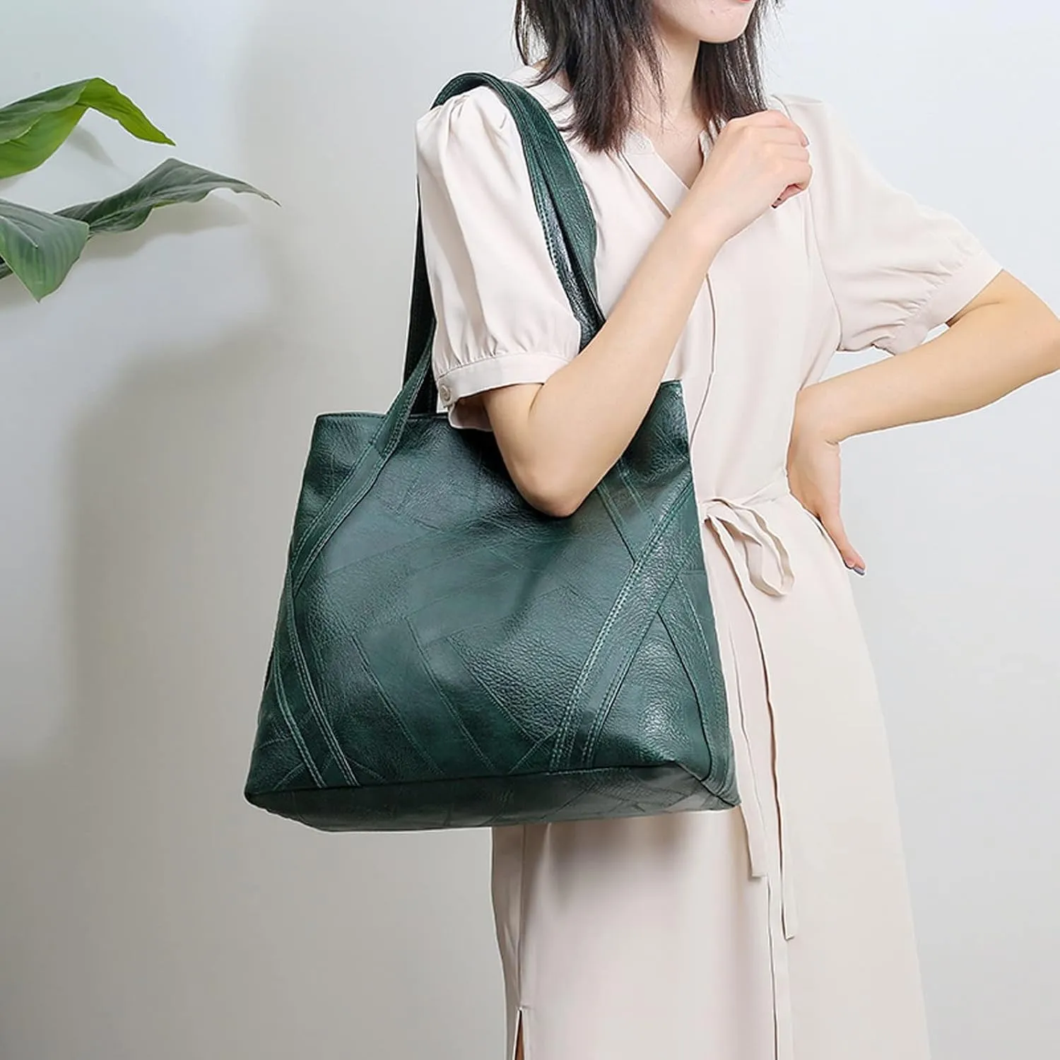 Women's Shoulder Bags Retro Soft Pu Leather Bag，Washed Soft Leather Handbags, Large-Capacity Soft Leather Portable Messenger Shoulder Bag(Brown)