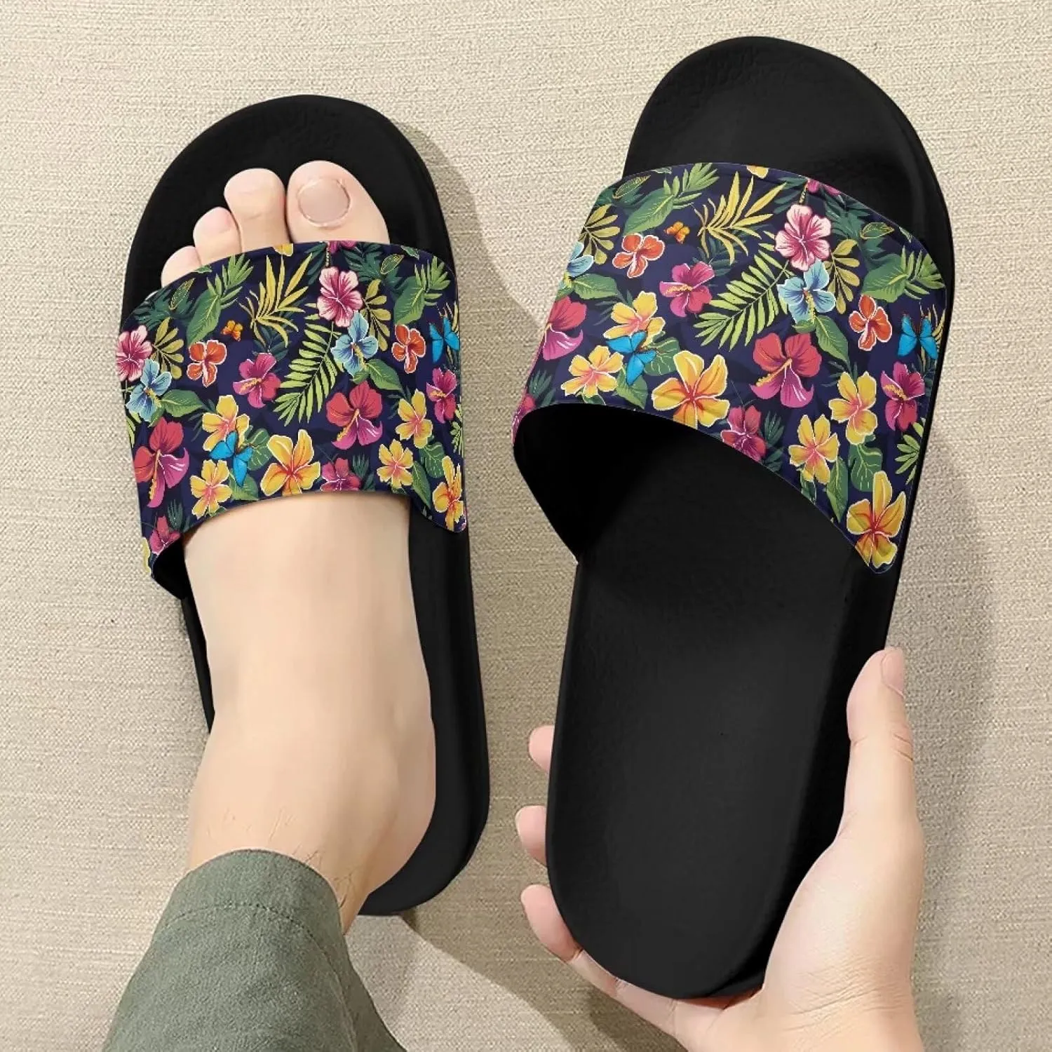 Womens Slide Sandals Non-Slip Soft House Slippers Shower Shoes Indoor Slides Bathroom Sandals