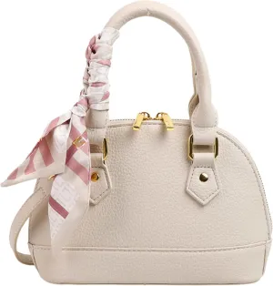 Women's Small Satchel Purse, Classic Double Zip Top Handle Dome Bag with Cute Bow Bag,Gift for Women and Girls