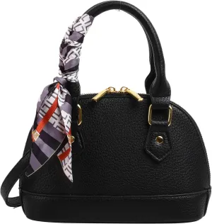 Women's Small Satchel Purse, Classic Double Zip Top Handle Dome Bag with Cute Bow Bag,Gift for Women and Girls