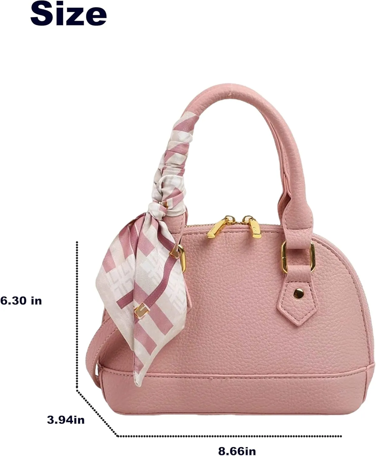 Women's Small Satchel Purse, Classic Double Zip Top Handle Dome Bag with Cute Bow Bag,Gift for Women and Girls
