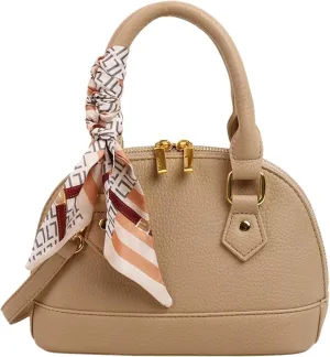 Women's Small Satchel Purse, Classic Double Zip Top Handle Dome Bag with Cute Bow Bag,Gift for Women and Girls