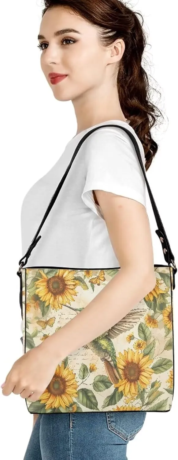 Women's Soft Leather Bucket Tote Bag Retro Hobo Handbag for Outdoors