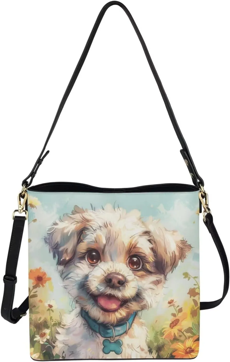 Women's Soft Leather Bucket Tote Bag Retro Hobo Handbag for Outdoors
