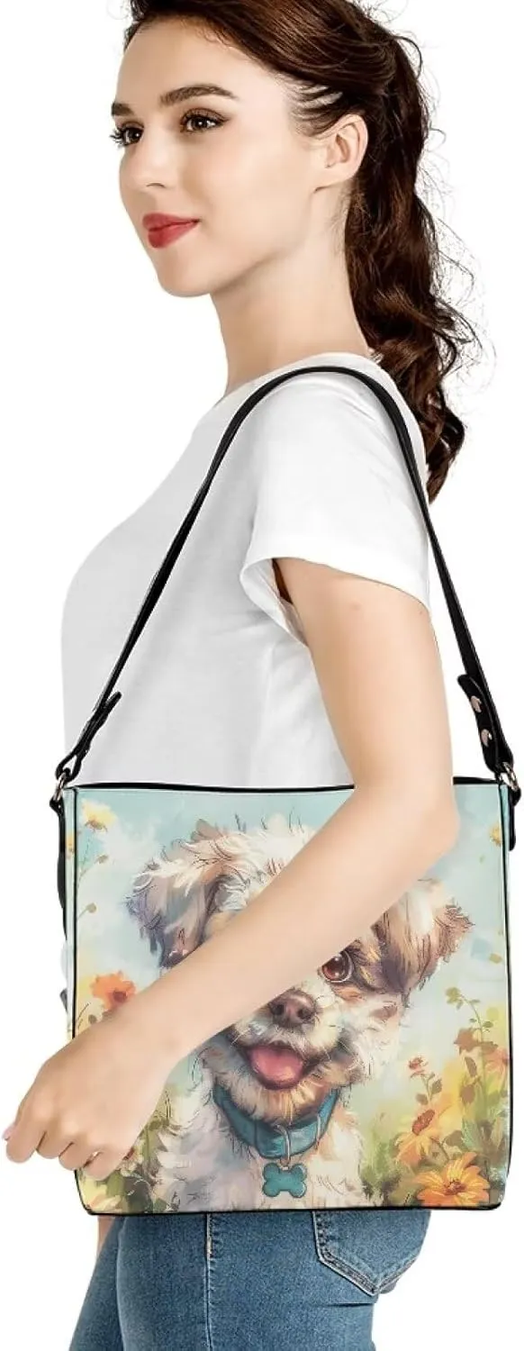 Women's Soft Leather Bucket Tote Bag Retro Hobo Handbag for Outdoors