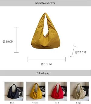 Women's Solid Color Textured Drape Handbag Casual Canvas Handbag Large Capacity Versatile Underarm Bag Fashion
