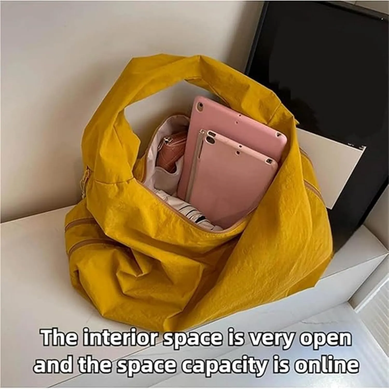Women's Solid Color Textured Draped Tote Bag, Big Capacity Minimalist Versatile Shoulder Bag,New and Versatile