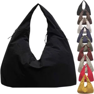 Women's Solid Color Textured Draped Tote Bag, Big Capacity Minimalist Versatile Shoulder Bag,New and Versatile