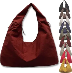 Women's Solid Color Textured Draped Tote Bag, Big Capacity Minimalist Versatile Shoulder Bag,New and Versatile