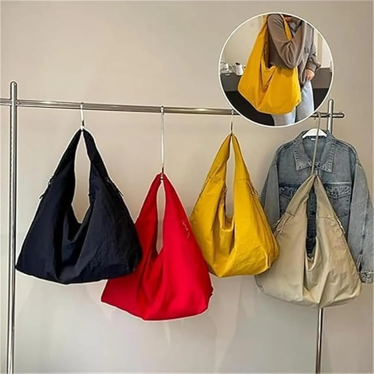 Women's Solid Color Textured Draped Tote Bag, Big Capacity Minimalist Versatile Shoulder Bag,New and Versatile